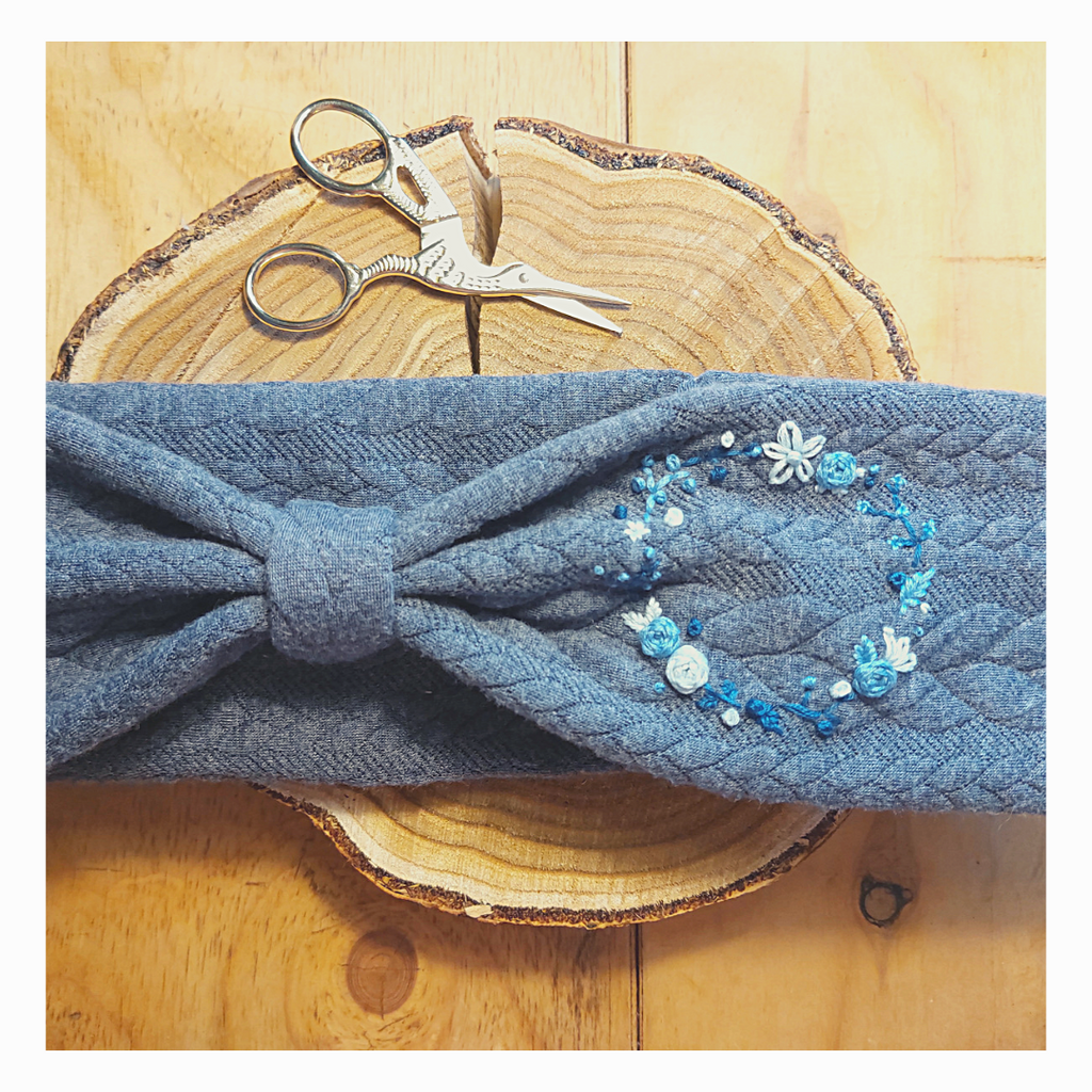 Stirnband, Blumenring Blau