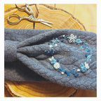 Stirnband, Blumenring Blau