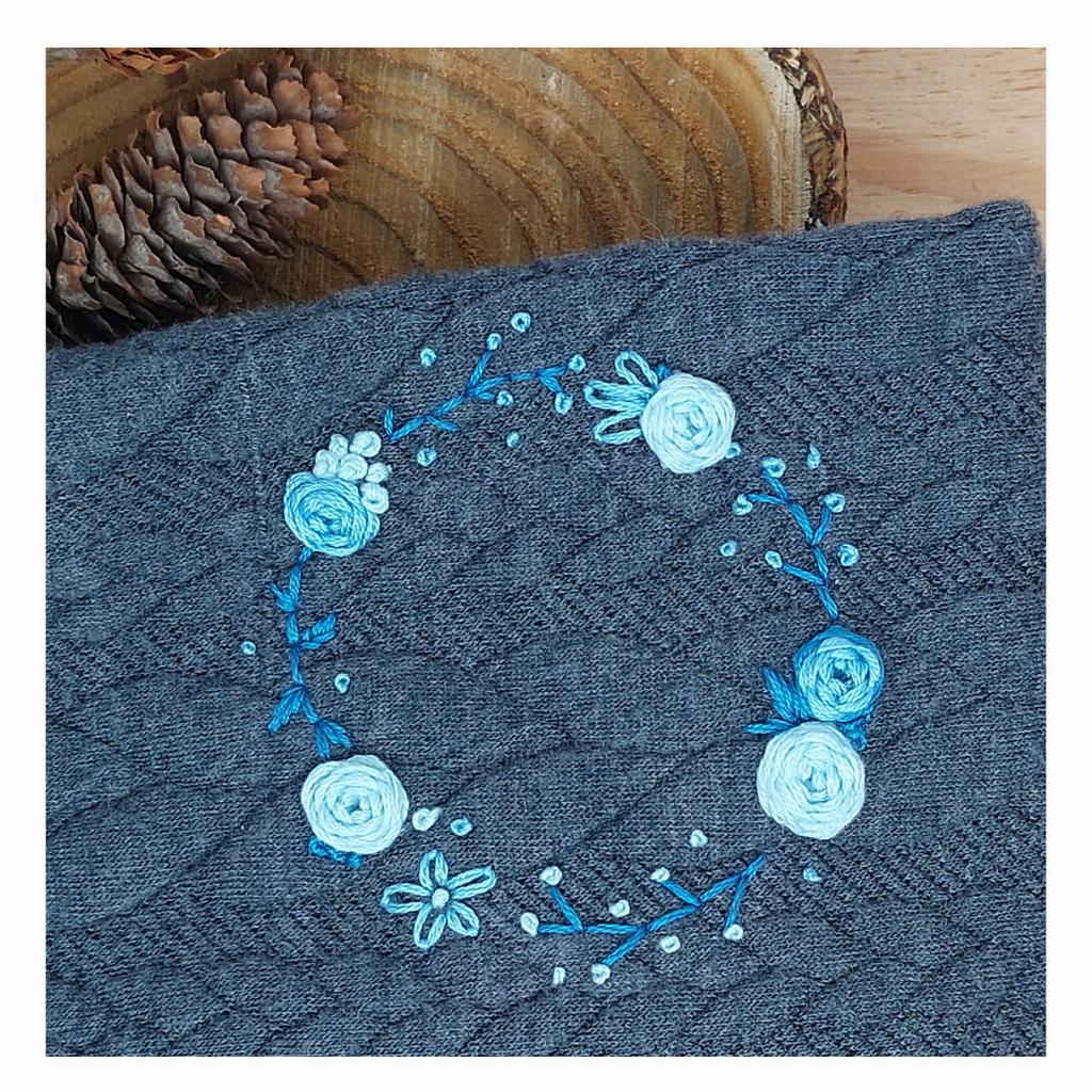 Stirnband, Blumenring Blau
