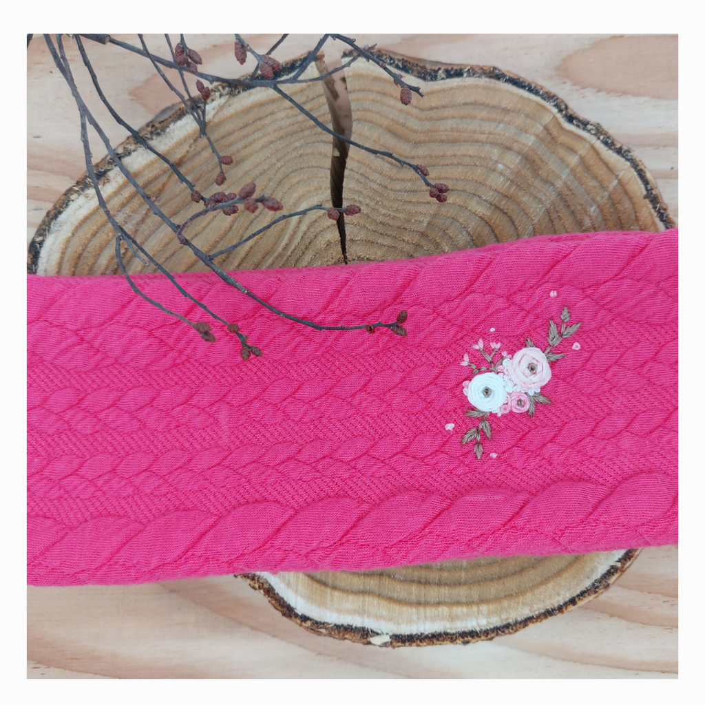 Stirnband, Blumenranke klein weiß/Rosa