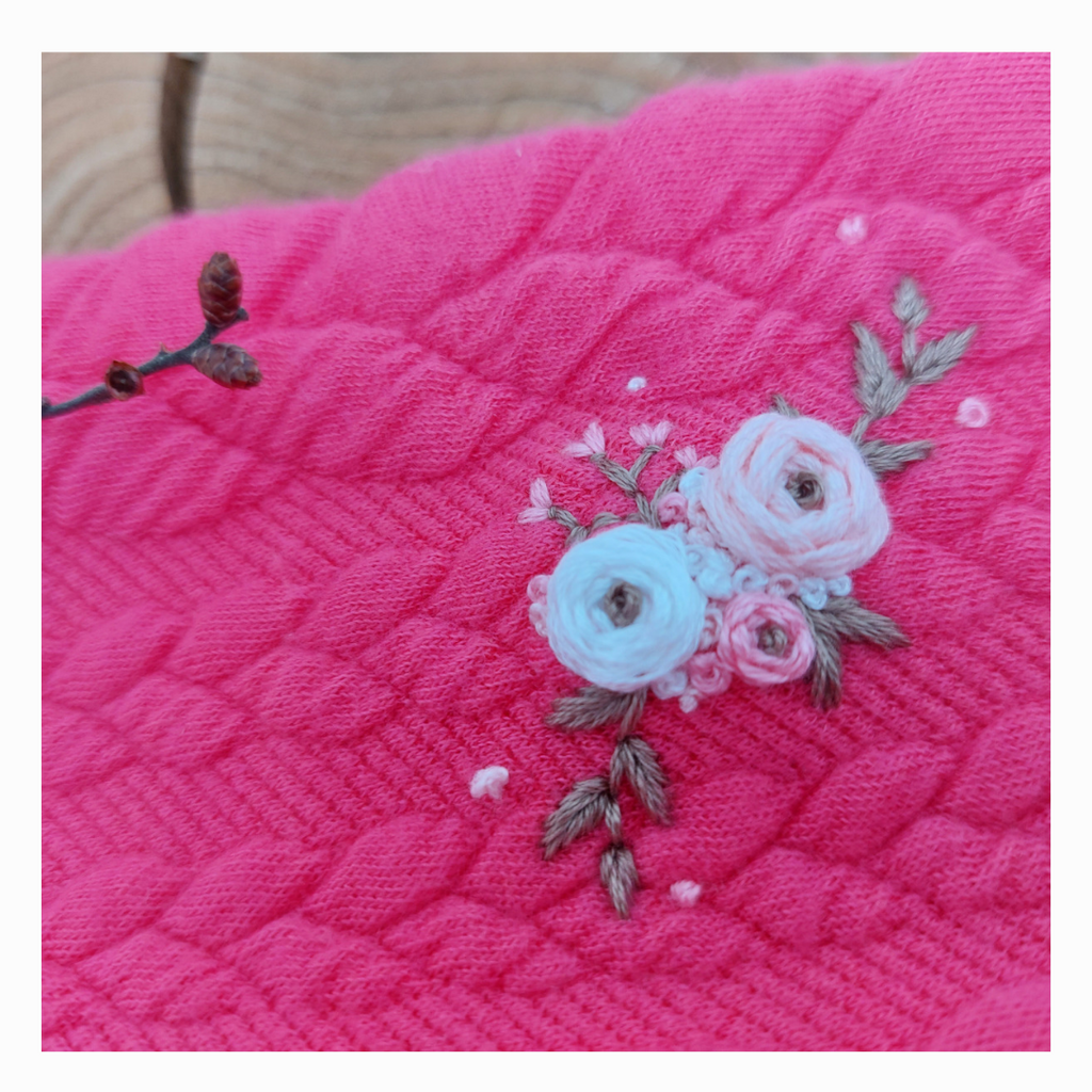 Stirnband, Blumenranke klein weiß/Rosa