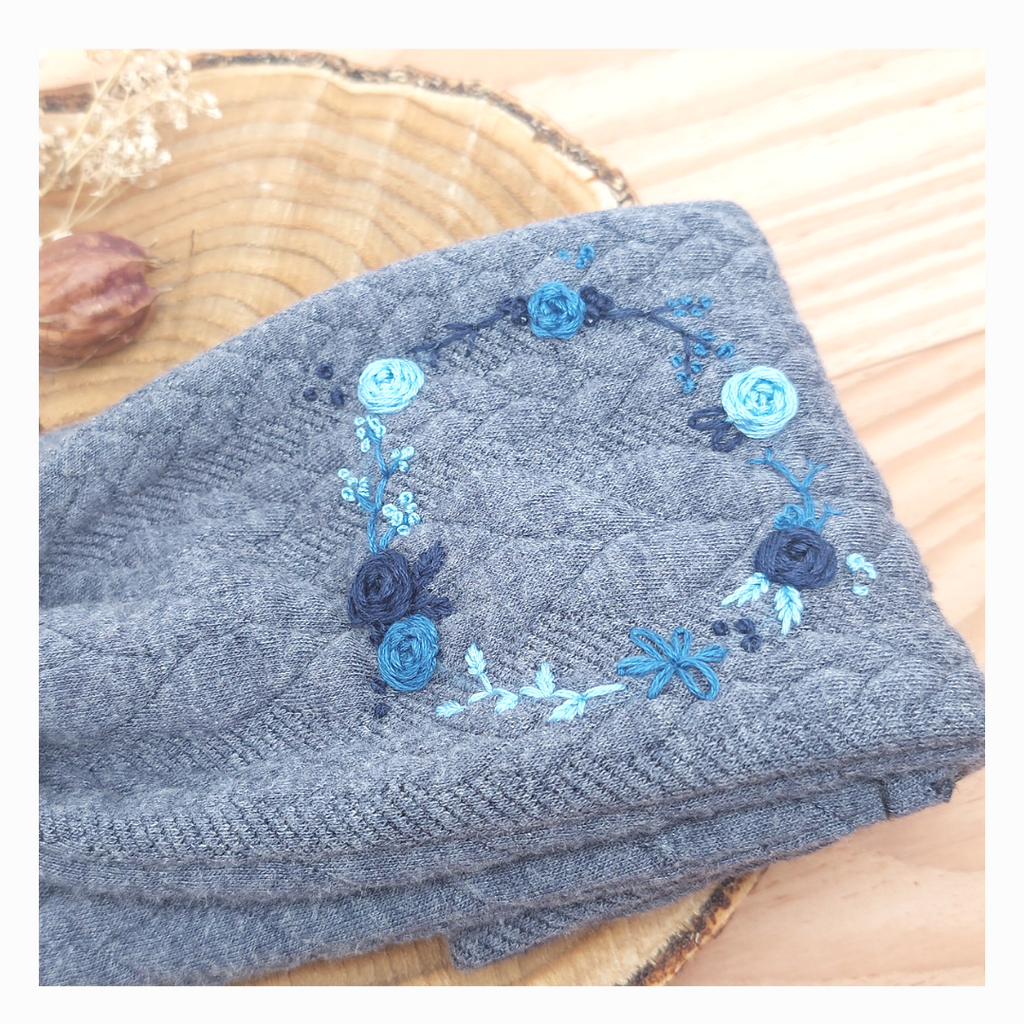 Stirnband, Blumenring Blau