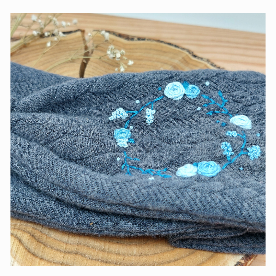 Stirnband, Blumenring Blau