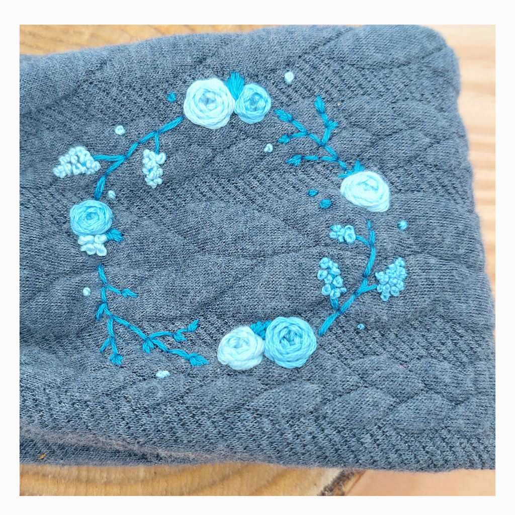 Stirnband, Blumenring Blau