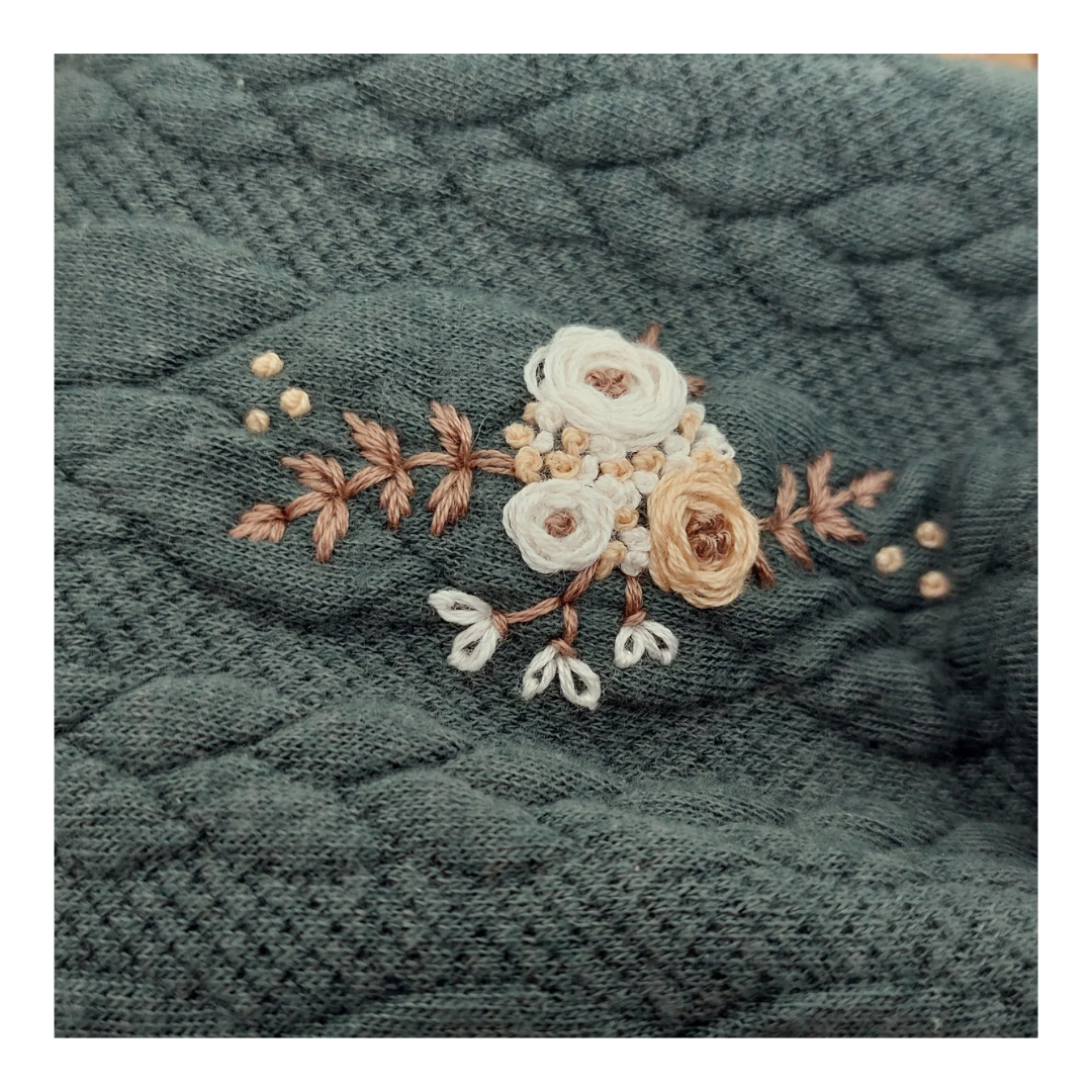 Stirnband, Blumenranke klein weiß/Beige