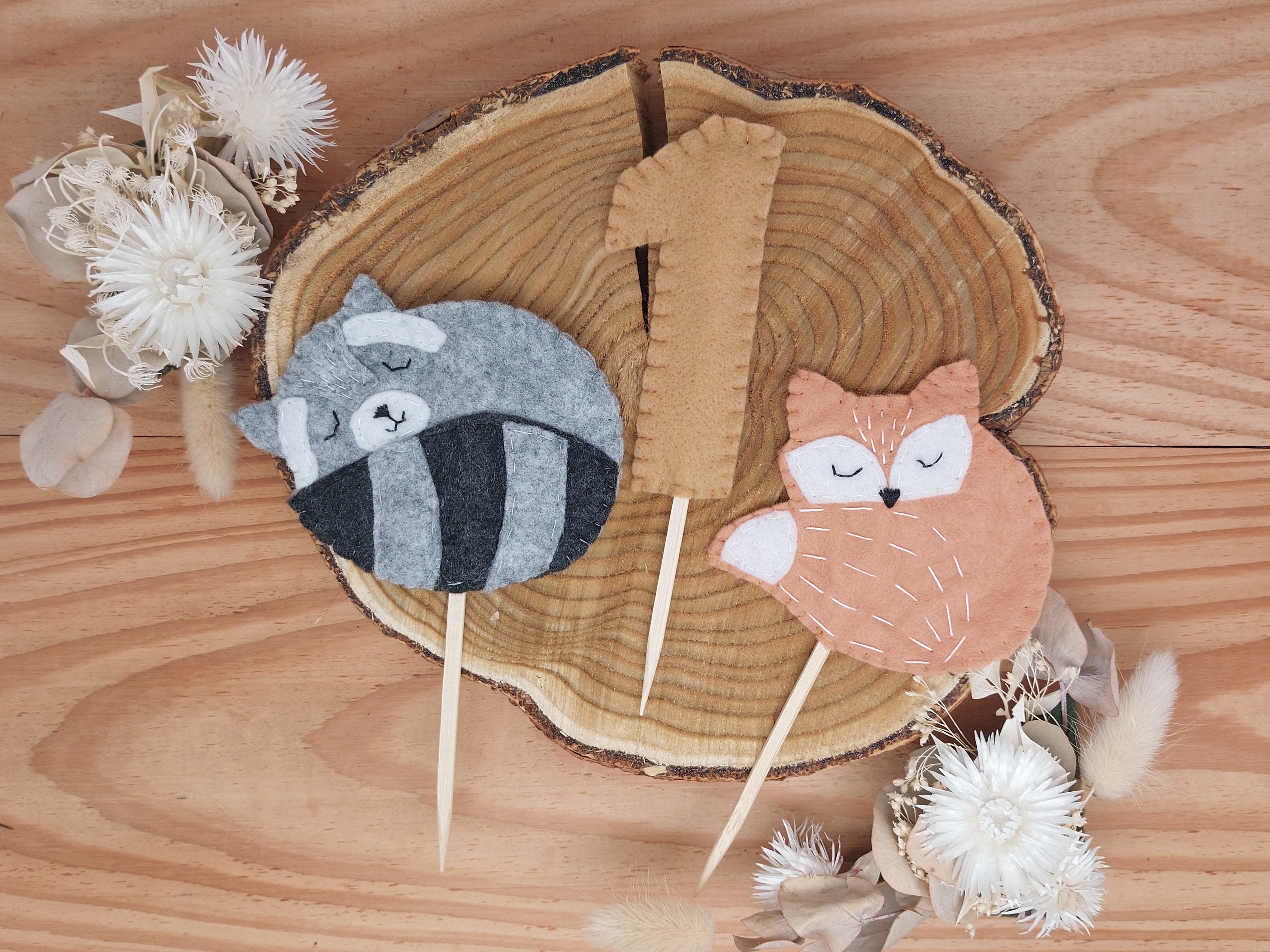 Cake-Topper, Kuchendeko, 3-Teilig, Waldtiere